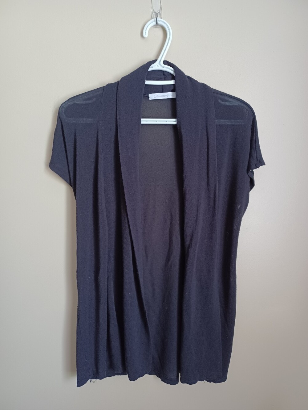 Women'sโ Size L Charlotte Russe Viscose Spandex Black Short Sleeve Cover Up Top